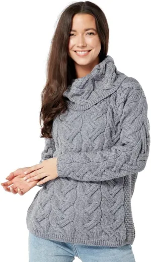 Supersoft Irish Merino Wool Chunky Cable Knit Cowl Sweater for Women Made in Ireland