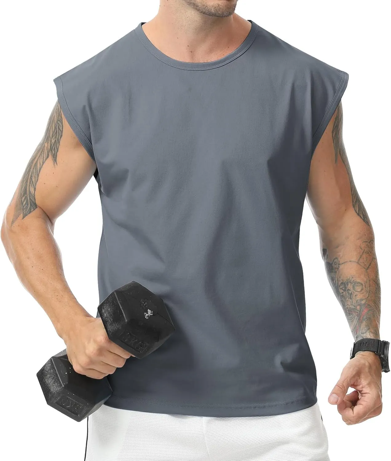 Surenow Men's Workout Tank Tops Athletic Sleeveless T-Shirt Sport Muscle Tank Running Breathable Gym Muscle T-Shirt for Men
