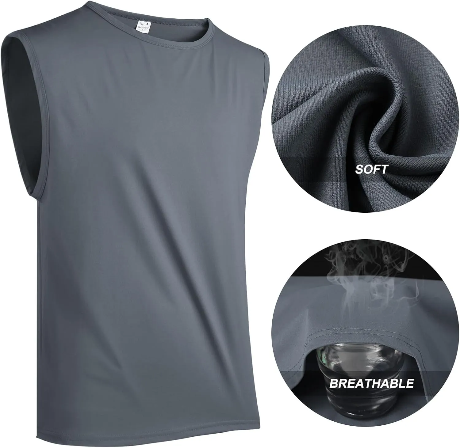Surenow Men's Workout Tank Tops Athletic Sleeveless T-Shirt Sport Muscle Tank Running Breathable Gym Muscle T-Shirt for Men