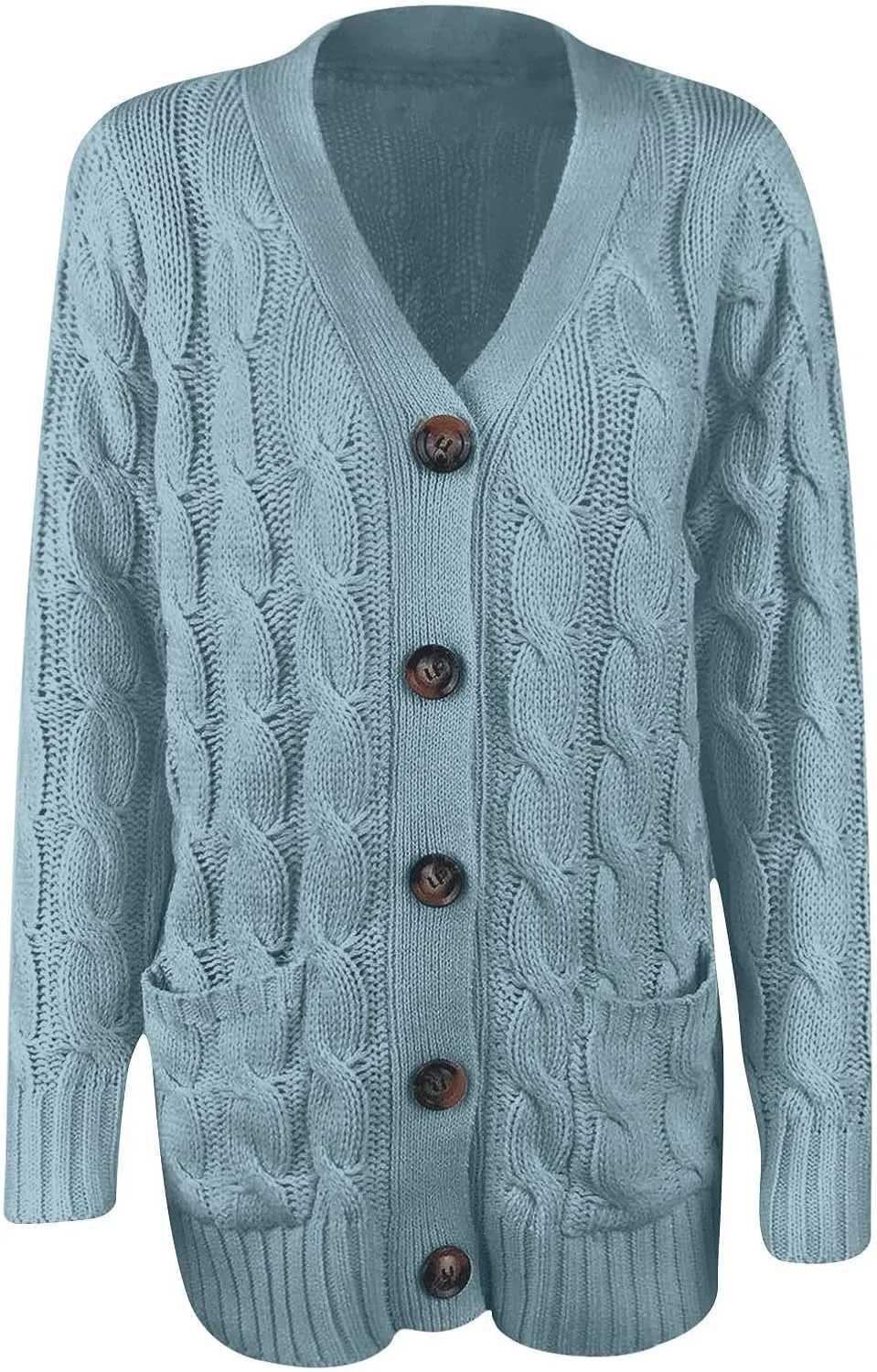 Sweaters for Women Fashion Open Front Long Sleeve Button Cardigans Chunky Cable Knitted Fall Winter Cardigan Outwear