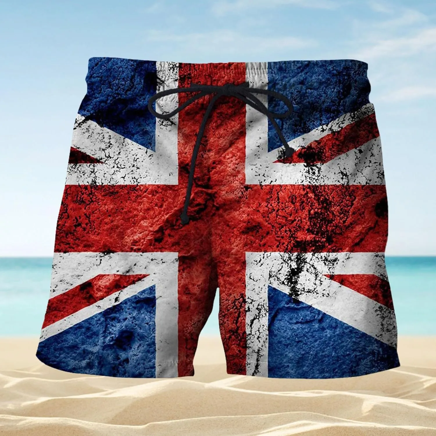 Swimsuit Men Scenery National Flag Digital Print Drawstring with Elastic Waist Casual His and Hers Matching Outfits