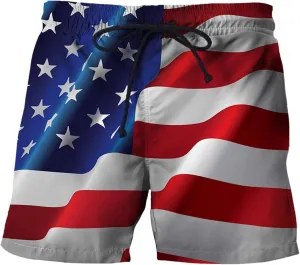 Swimsuit Men Scenery National Flag Digital Print Drawstring with Elastic Waist Casual His and Hers Matching Outfits