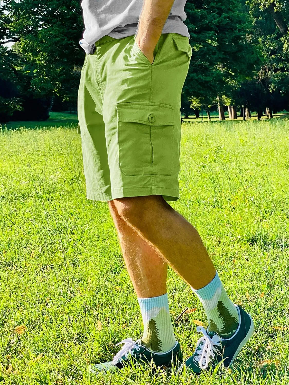 TACVASEN Men's Cargo Shorts Golf Elastic Waist Short for Men Cotton Hiking Shorts Stretchy Workout Short with Pockets
