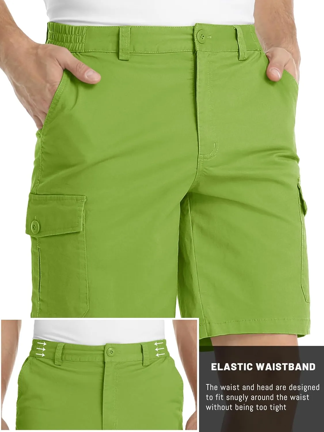 TACVASEN Men's Cargo Shorts Golf Elastic Waist Short for Men Cotton Hiking Shorts Stretchy Workout Short with Pockets