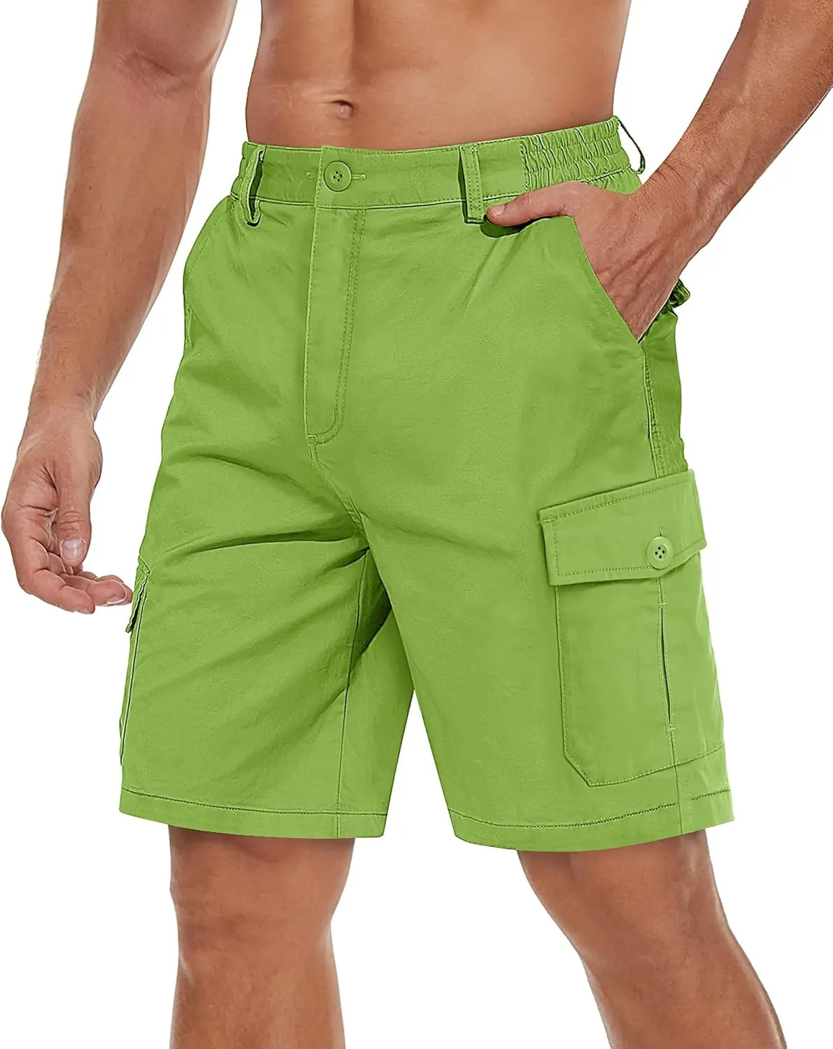 TACVASEN Men's Cargo Shorts Golf Elastic Waist Short for Men Cotton Hiking Shorts Stretchy Workout Short with Pockets