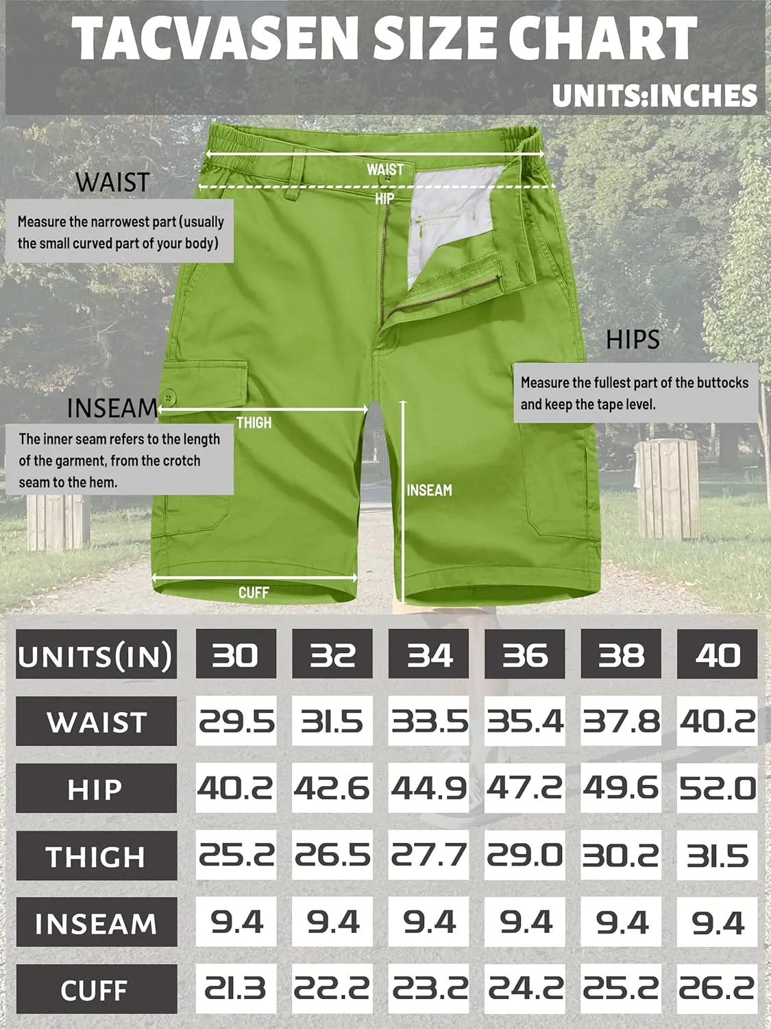TACVASEN Men's Cargo Shorts Golf Elastic Waist Short for Men Cotton Hiking Shorts Stretchy Workout Short with Pockets