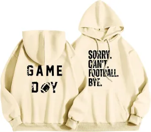 TANGNADE Womens Football Sweatshirt Oversized Causal Long Sleeve Drawstring Hoodies Letter Print Ladies Hooded Tops