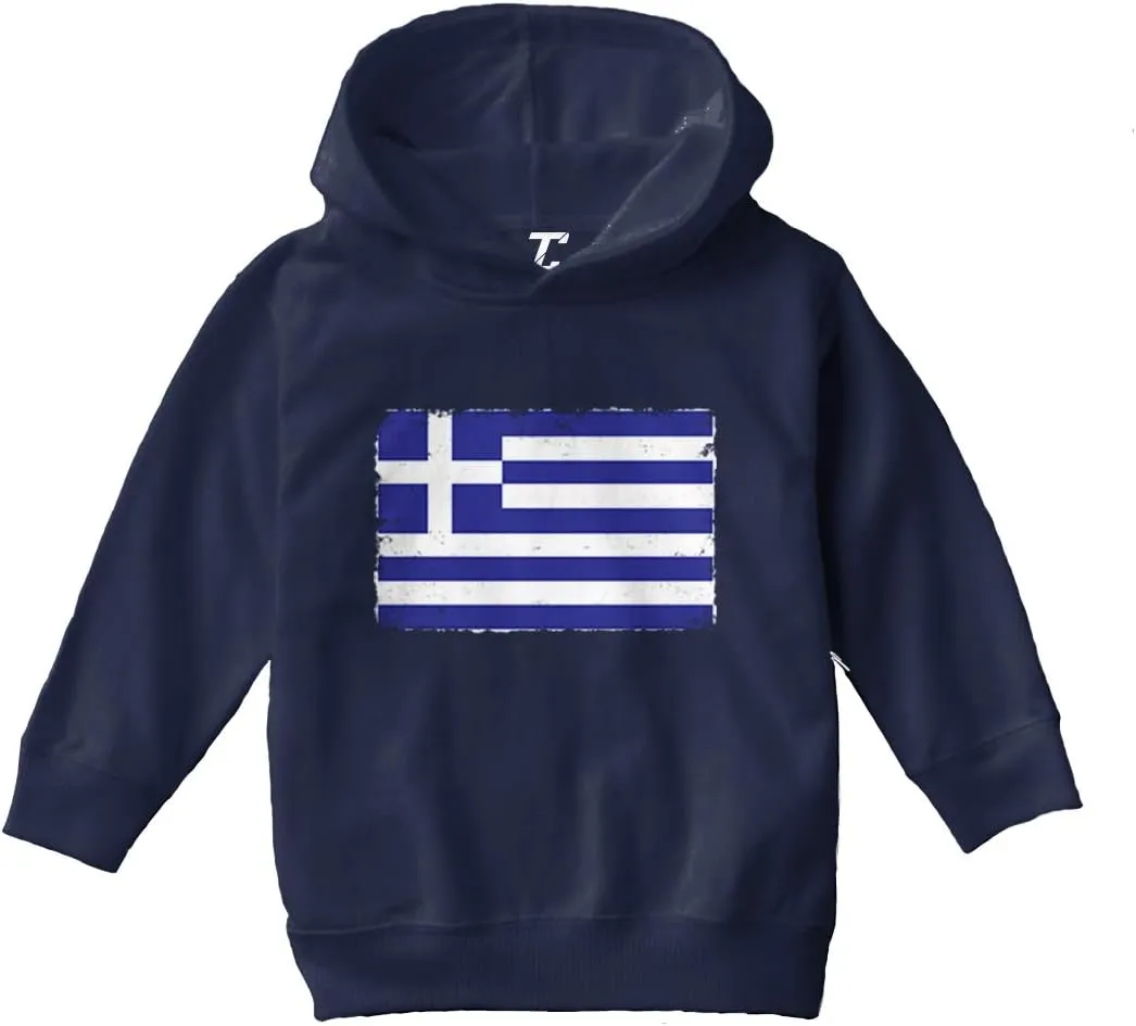 Tcombo Distressed Greece Flag - Greek Pride Toddler/Youth Fleece Hoodie