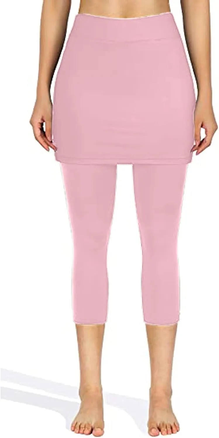 Tennis Skirted Leggings with Pockets for Women Active Skort Athletic Ruffle Pleated Golf Skapri with Skirt 2025