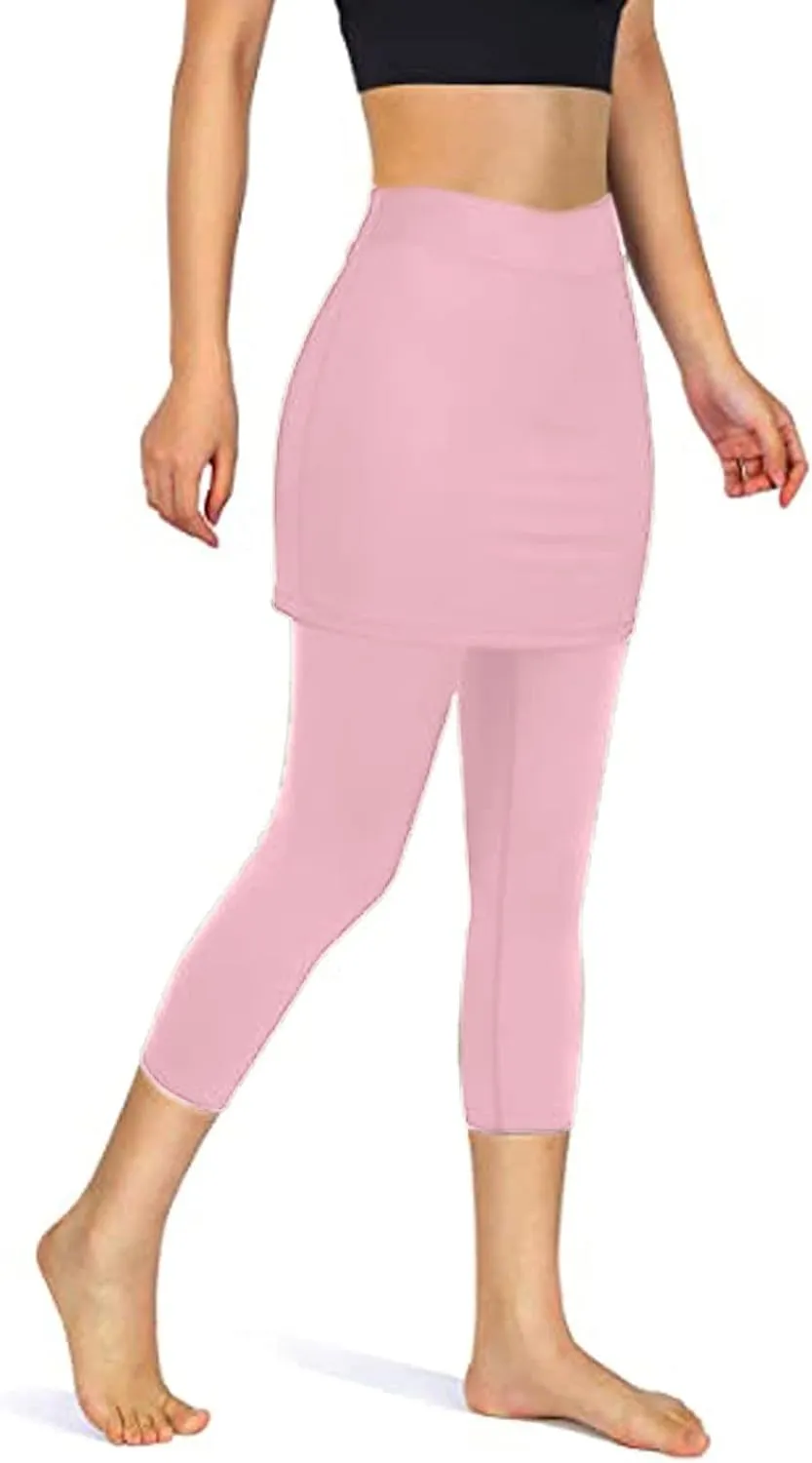 Tennis Skirted Leggings with Pockets for Women Active Skort Athletic Ruffle Pleated Golf Skapri with Skirt 2025