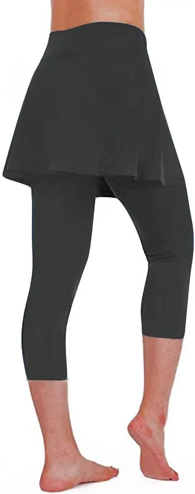 Tennis Skirted Leggings with Pockets for Women Active Skort Athletic Ruffle Pleated Golf Skapri with Skirt 2025