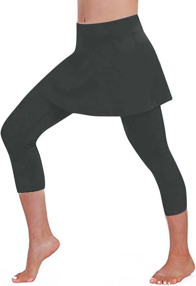 Tennis Skirted Leggings with Pockets for Women Active Skort Athletic Ruffle Pleated Golf Skapri with Skirt 2025