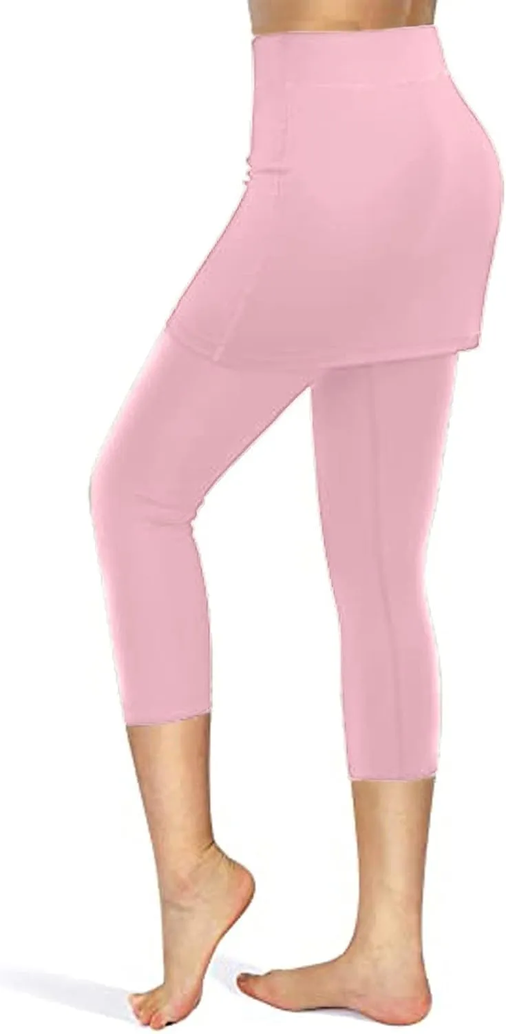 Tennis Skirted Leggings with Pockets for Women Active Skort Athletic Ruffle Pleated Golf Skapri with Skirt 2025