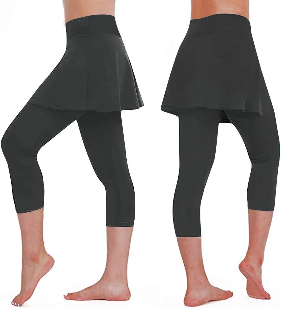 Tennis Skirted Leggings with Pockets for Women Active Skort Athletic Ruffle Pleated Golf Skapri with Skirt 2025