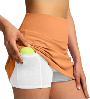 Tennis Skirts for Women High Waisted Athletic Workout Skort Summer Flowy Lightweight Tennis Golf Skirt with Pockets Things for 1 Dollar A4Orange, XL