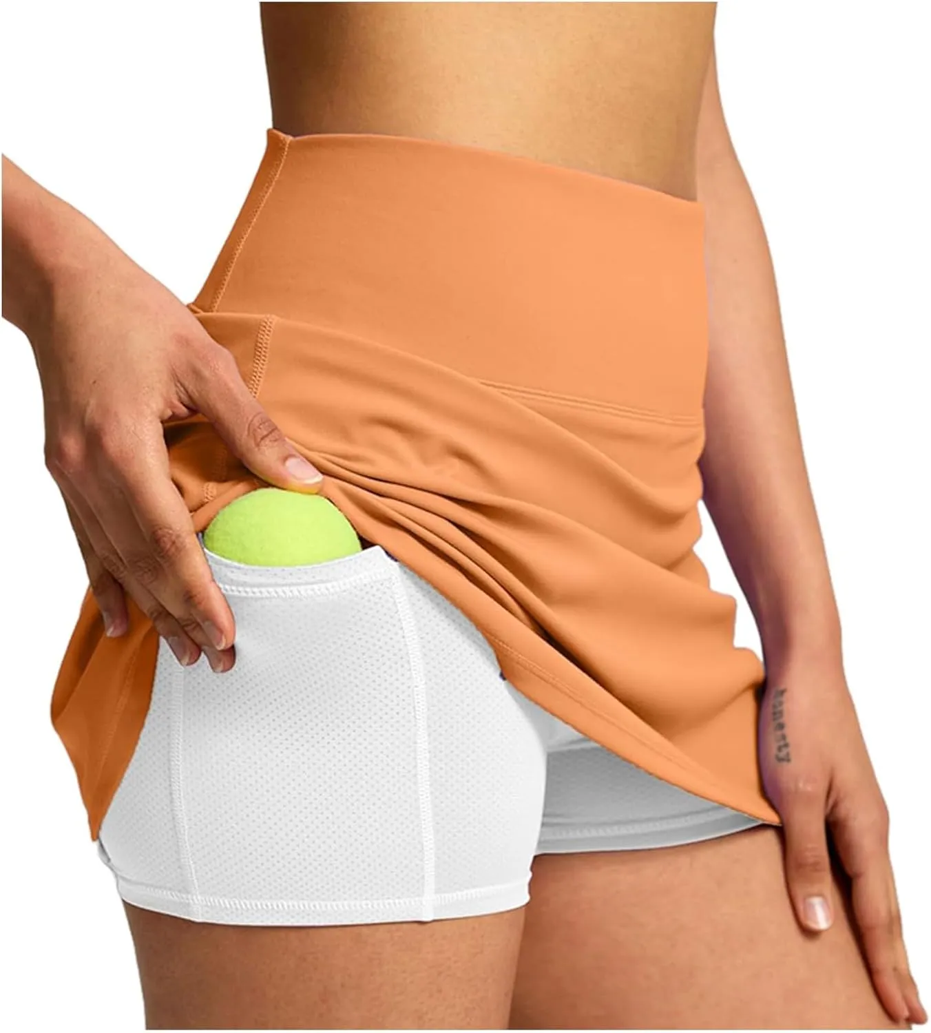 Tennis Skirts for Women High Waisted Athletic Workout Skort Summer Flowy Lightweight Tennis Golf Skirt with Pockets Things for 1 Dollar A4Orange, XL
