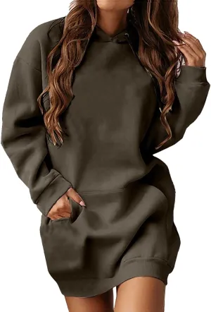 The Warmy Oversized Hoodie Dress for Women Casual Pullover Sweatshirt Long Sleeve with Kangaroo Pocket