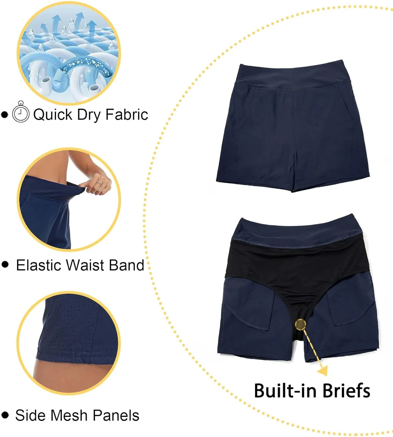 Tournesol Women's Swim Shorts High Waisted Bathing Suit Bottoms UPF50  Quick Dry Swimsuit Tankini Board Shorts with Pocket