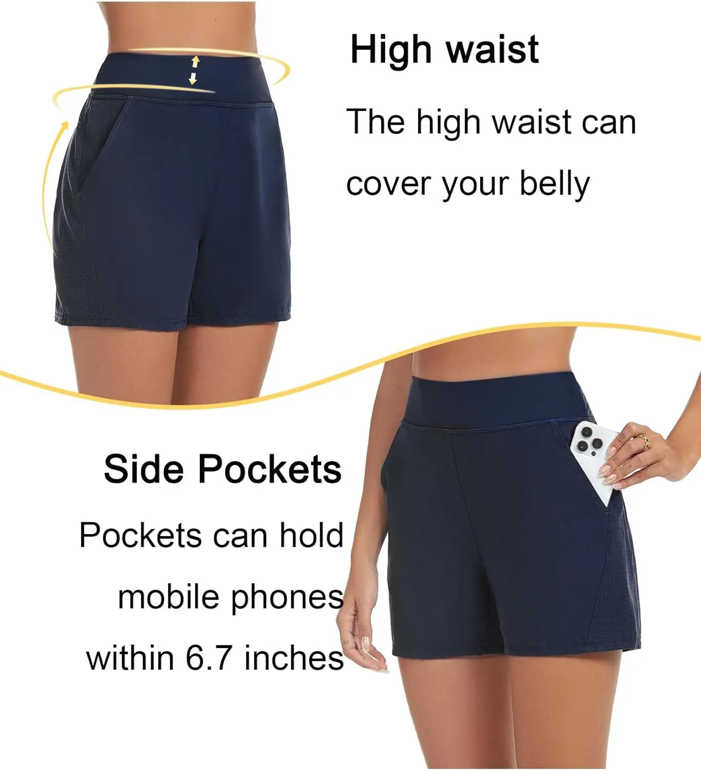 Tournesol Women's Swim Shorts High Waisted Bathing Suit Bottoms UPF50  Quick Dry Swimsuit Tankini Board Shorts with Pocket