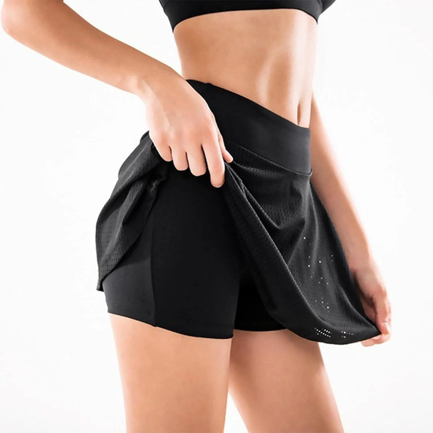 Trendy Yoga Skorts for Women Outdoor Hiking Elastic High Waist Tennis Shorts Stretchy Comfy-Fit Athletic Skirt Shorts