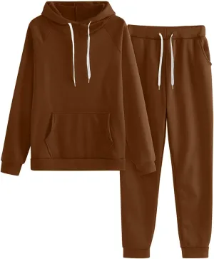 Two Piece Sets for Women Long Sleeve Crewneck Graphic Sweatsuits Sweatshirt Wide Leg Sweatpant Tracksuits
