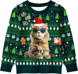 Ugly Christmas Sweater for Adults and Kids Family Matching Set Fleece Sweatshirt Hoodie Funny Graphic Unisex Pullover