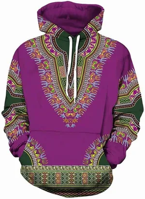 Unisex Dashiki Hoodie 3D Print African Ethnic Long Sleeve Pullover Sweatshirt