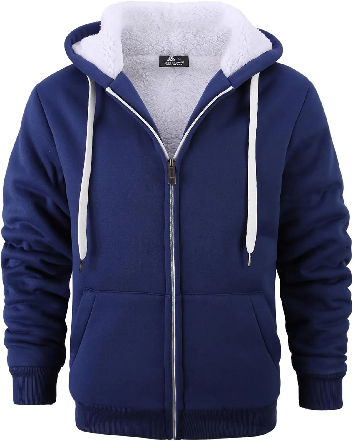 V VALANCH Men Hoodie Zip Up Winter Sherpa Lined Sweatshirt Heavyweight Thick Warm Fleece Jacket