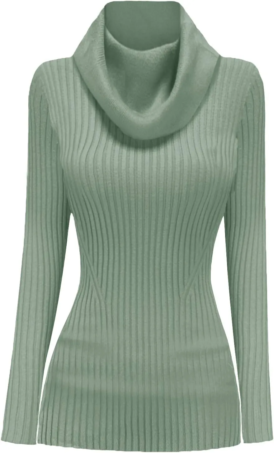 v28 Womens Stretchable Cowl Neck Knit Long Sleeve Slim Fit Bodycon Sexy Sweater