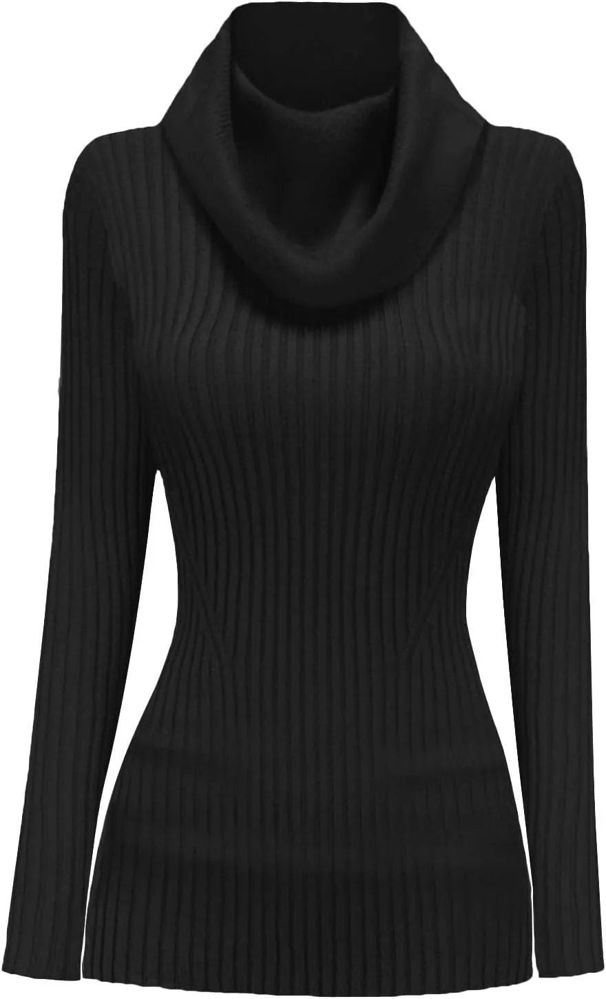v28 Womens Stretchable Cowl Neck Knit Long Sleeve Slim Fit Bodycon Sexy Sweater