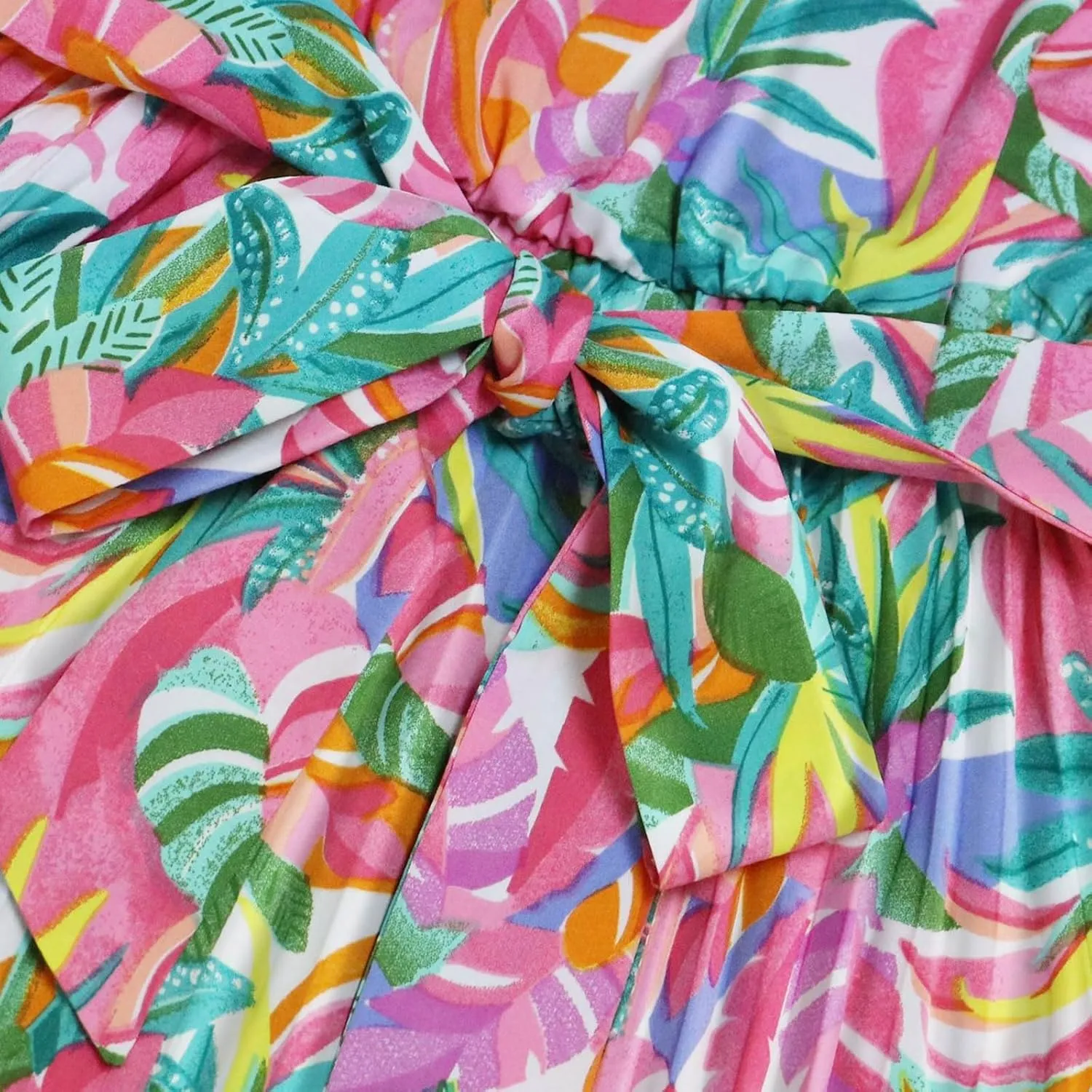 Vacation Dress for Women Boho Floral Print Ruffle Sleeveless A-Line Flowy Swing Belted Waist Beach Party Dresses