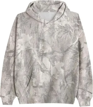 White Camo Hoodie Womens Maple Leaf Print Sweatshirt for Women Trendy Oversized Fleece Hoodies Pullover with Pockets