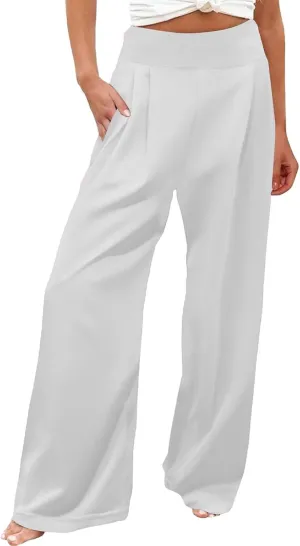 Wide Leg Yoga Pants for Women | Casual Loose Cozy Sweatpants High Waisted Lounge Flowy Pants with Pockets