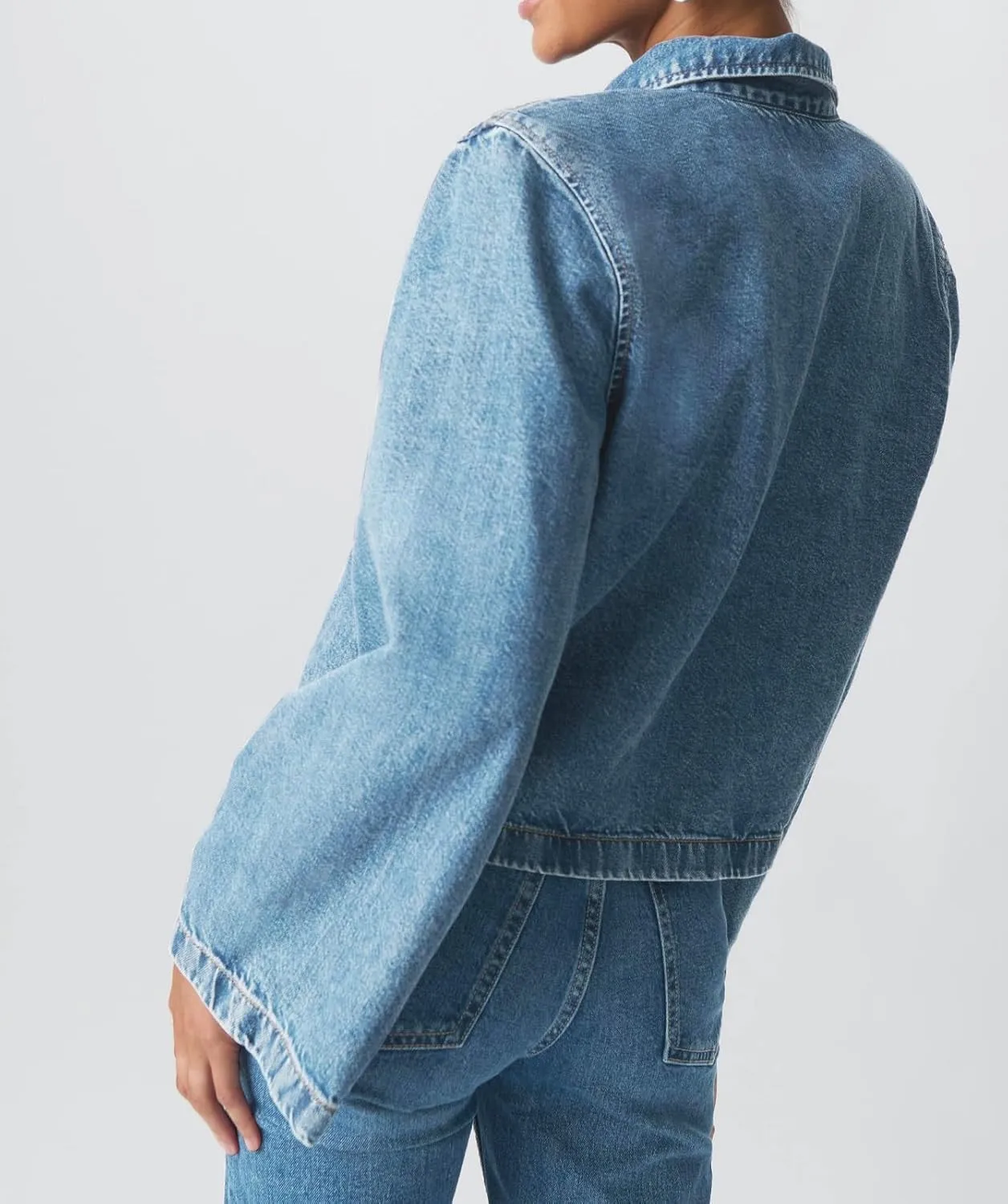 Woman Casual Open Front Denim Jacket Long Sleeves Tie Up Jeans Shirt Vintage Lapel Neck Lightweight Denim Coat