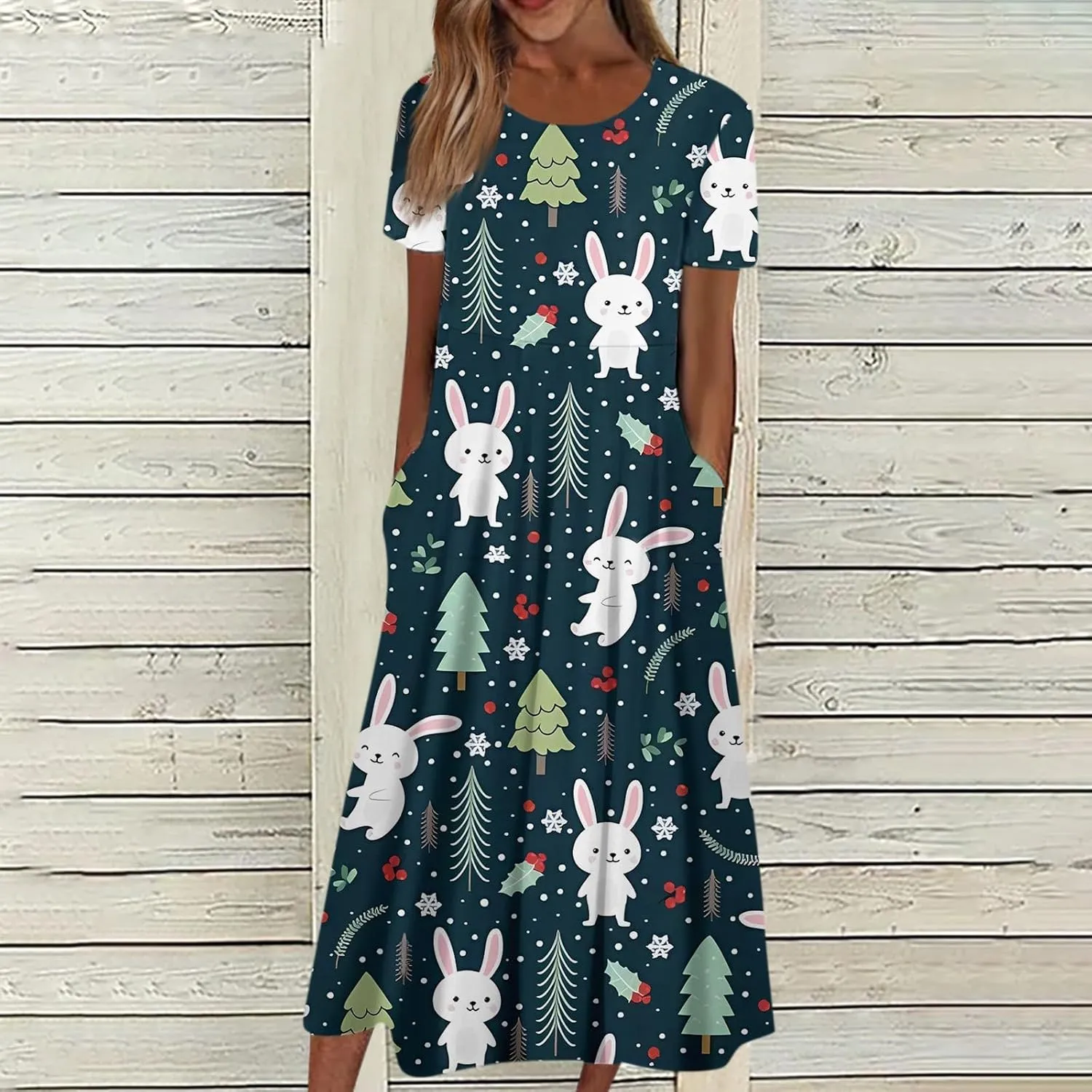 Women Easter Dresses Spring Flowers Midi Friends' Gathering Maternity Dress Cowl Neck Egg Hunt Spring Themed Party Sun Dress