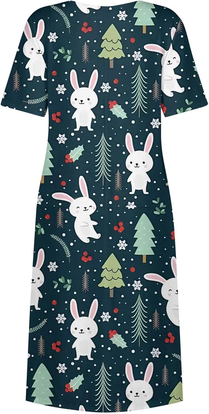 Women Easter Dresses Spring Flowers Midi Friends' Gathering Maternity Dress Cowl Neck Egg Hunt Spring Themed Party Sun Dress
