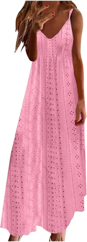 Women Floral Spaghetti Strap Sundress Casual Summer Long Maxi Dress Vneck Sexy Boho Dresses Trendy Beach Clothes 2025