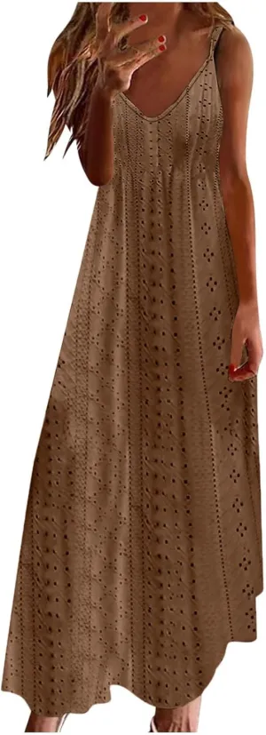 Women Floral Spaghetti Strap Sundress Casual Summer Long Maxi Dress Vneck Sexy Boho Dresses Trendy Beach Clothes 2025