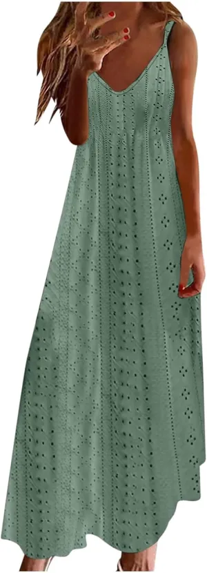 Women Floral Spaghetti Strap Sundress Casual Summer Long Maxi Dress Vneck Sexy Boho Dresses Trendy Beach Clothes 2025