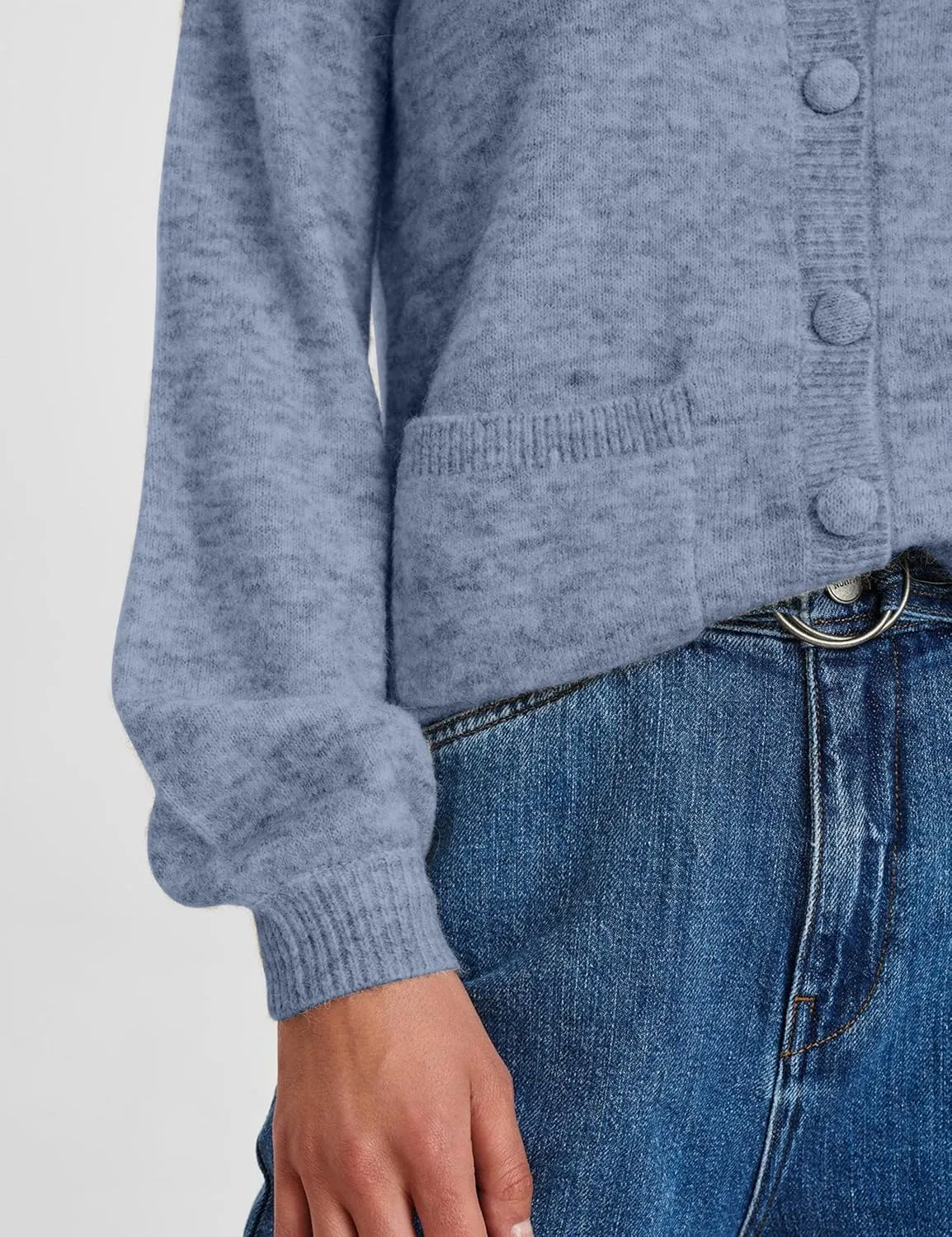 Women Ruffle Collar Button Down Cardigan Sweater Open Front Long Sleeve Knit Sweater Pullovers Top with Pockets