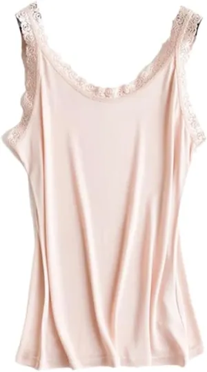 Women Silk Camis Lace Camisoles Bottoming Shirt