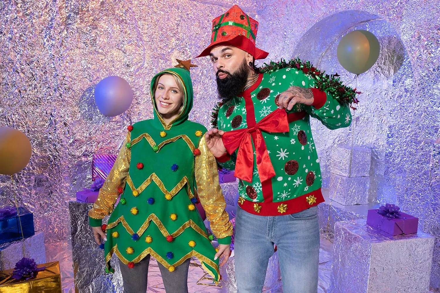 Women Ugly Christmas Hoodie for Adult Men`s Unisex Xmas Hooded Sweater Pullover for Party Festive