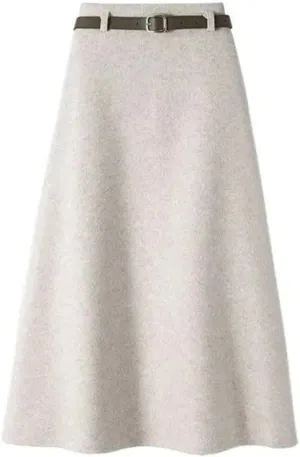 Women Wool Skirt Autumn Winter Thick Warm Simple Solid Color High Waist Straight Tooling Package Hip Long Skirt