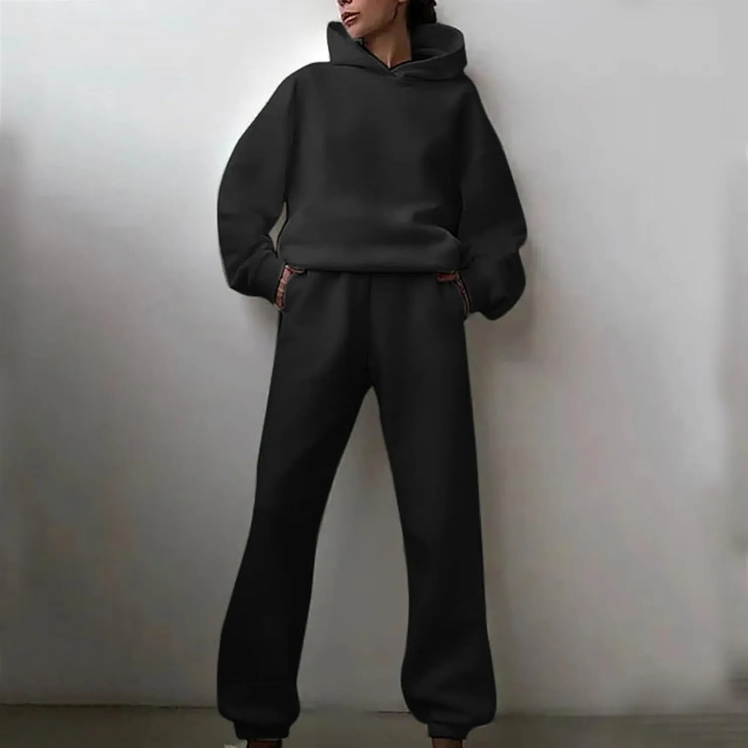 Womens 2 Piece Outfits Lounge Hoodie Sweatsuit Sets Oversized Sweatshirt Baggy Sweatpants Matching Set Tracksuit
