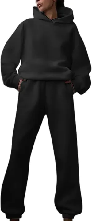 Womens 2 Piece Outfits Lounge Hoodie Sweatsuit Sets Oversized Sweatshirt Baggy Sweatpants Matching Set Tracksuit
