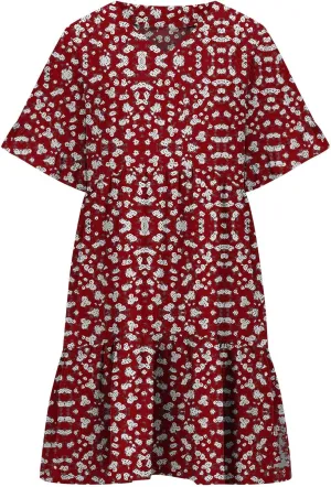 Women's Boho Ruffle Floral Print Mini Dresses Trendy Casual 2025 Summer Loose V Neck Short Sleeve A-Line Dress with Pockets
