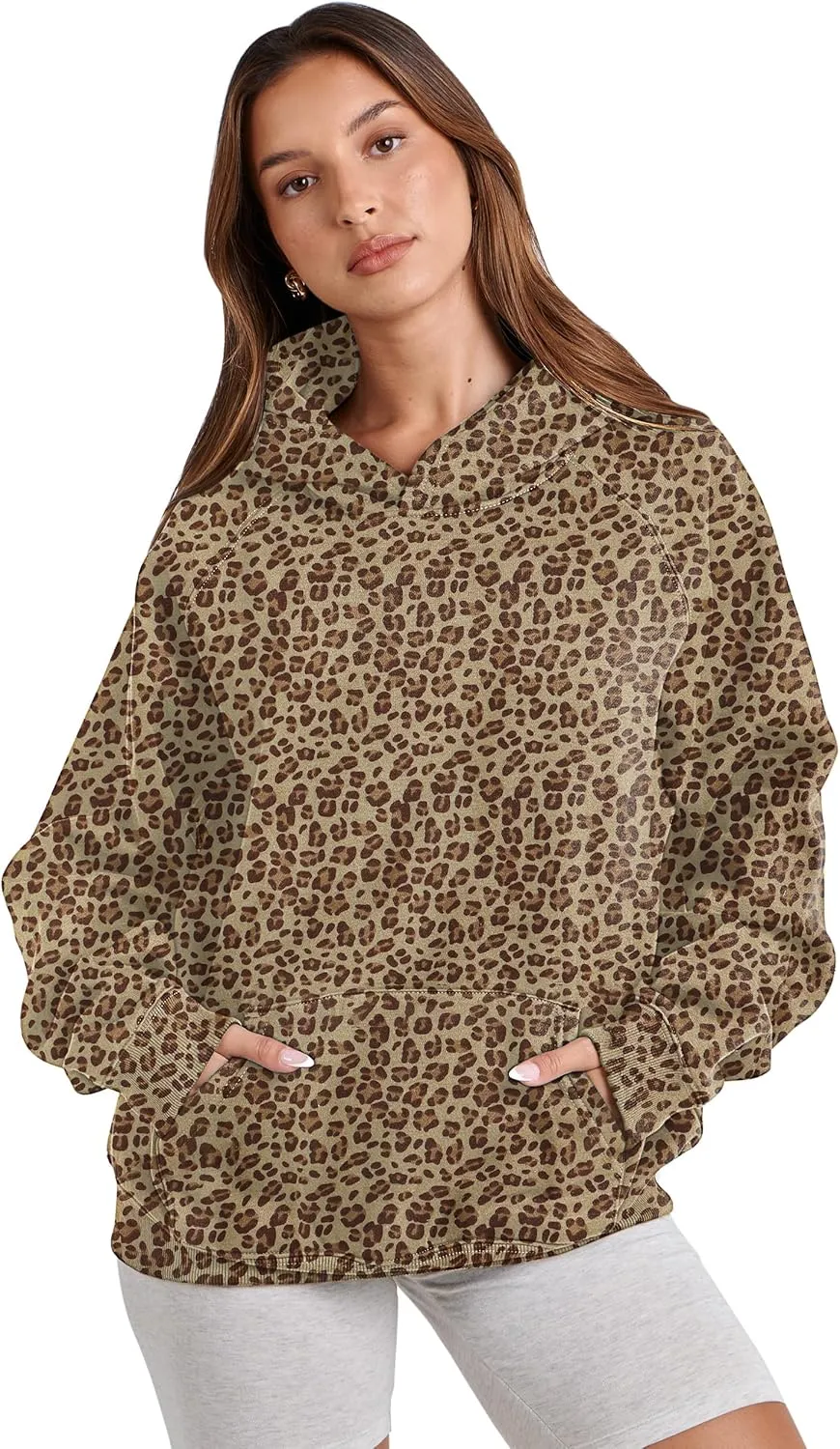 Womens Camo Hoodie Maple Leaf Print Oversized Fleece Hooded Sweatshirt Trendy Graphic Hoodie Pullover with Pocket