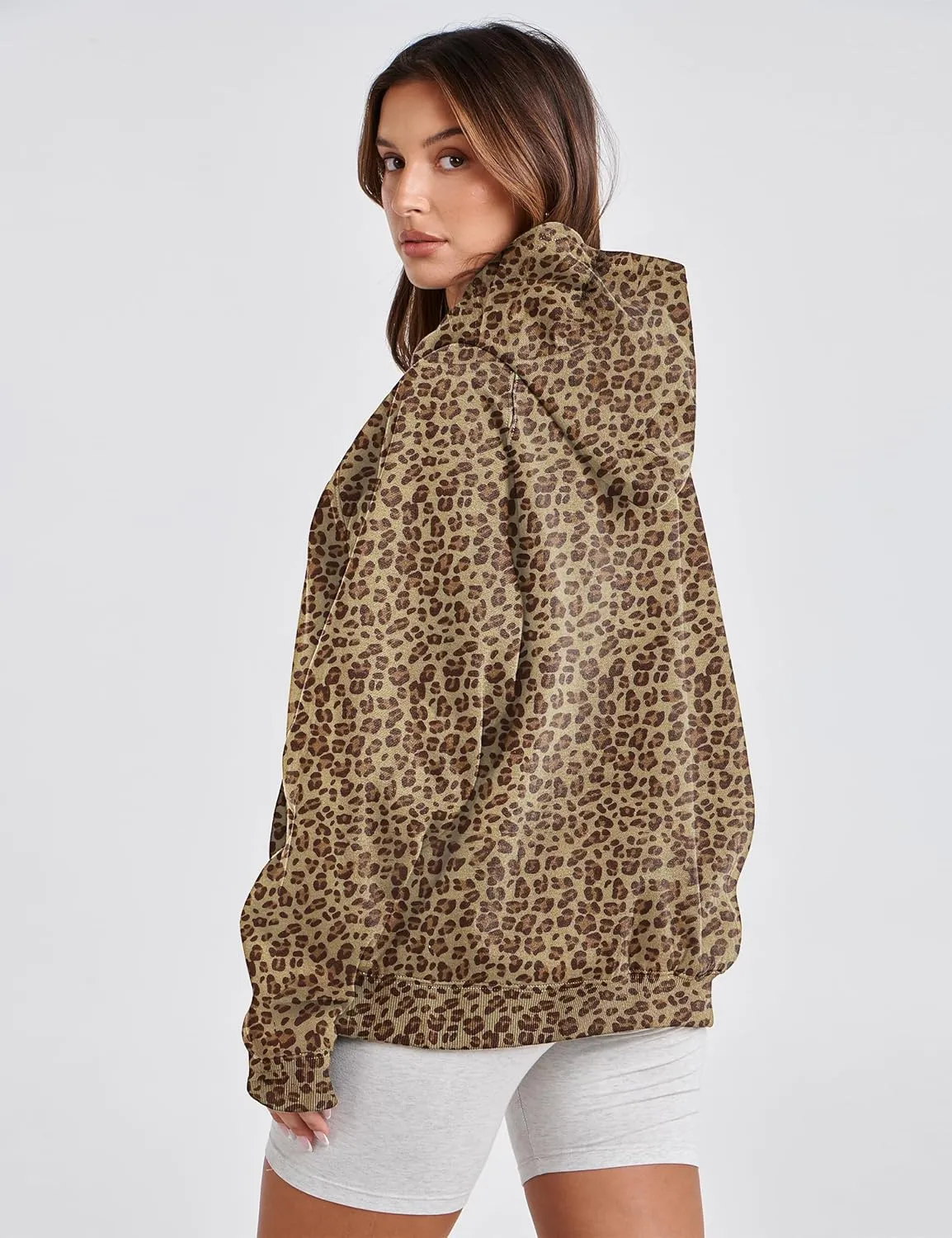Womens Camo Hoodie Maple Leaf Print Oversized Fleece Hooded Sweatshirt Trendy Graphic Hoodie Pullover with Pocket