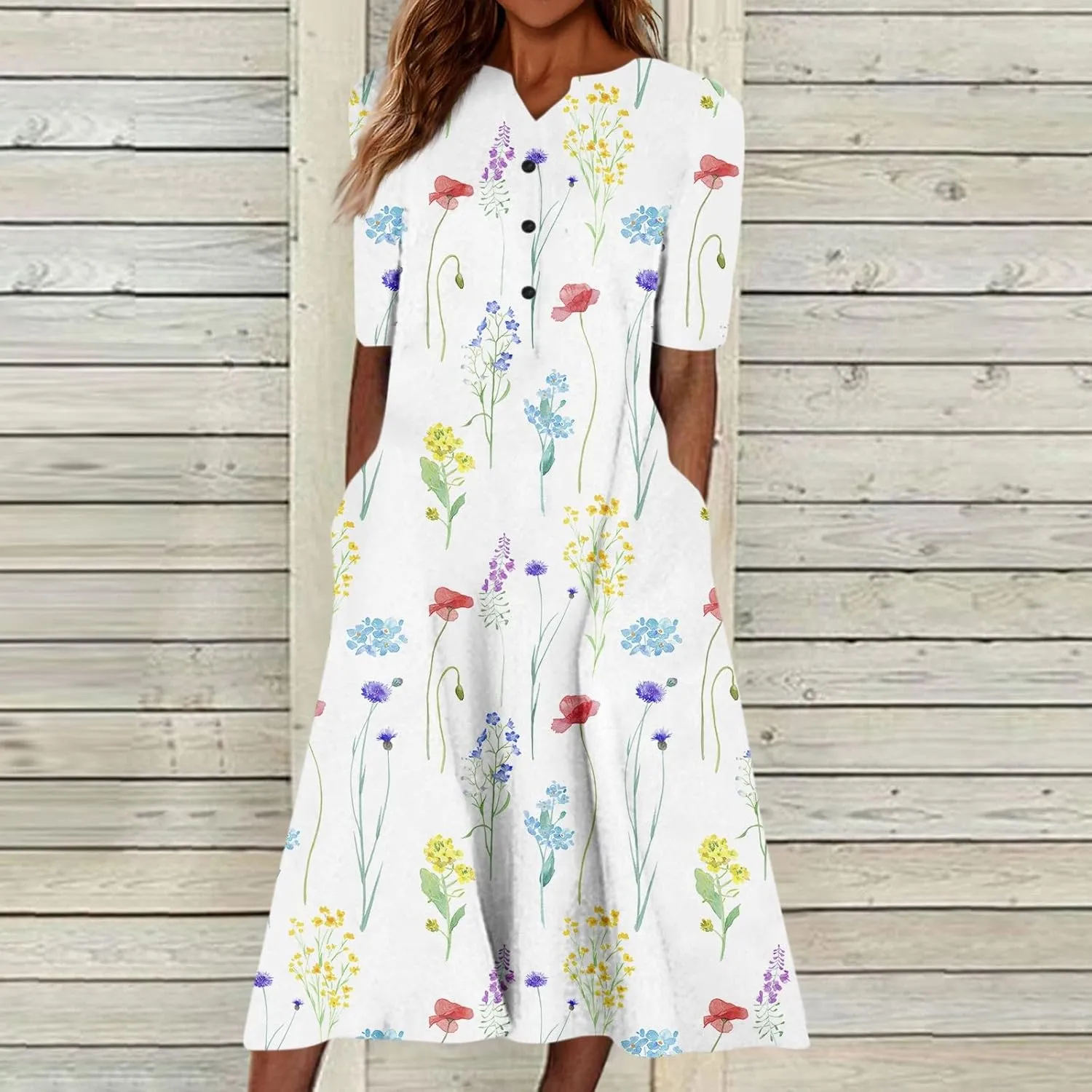 Womens Casual Printed Dresses V Neck Fashion Short Sleeve 2025 Sexy Swing Summer Dressy Daily Party Dress