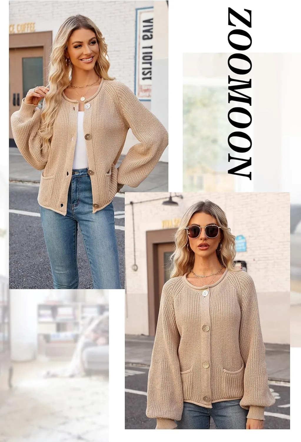 Women's Chunky Cardigan Button Down Open Front Sweater with Pockets Long Sleeve Outerwear Knitted Cardigan